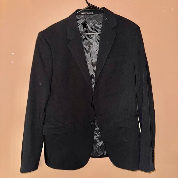 ZARA Men's Wool Two Button Black Blazer Sport Coat Jacket Size 40S - Picture 1 of 8